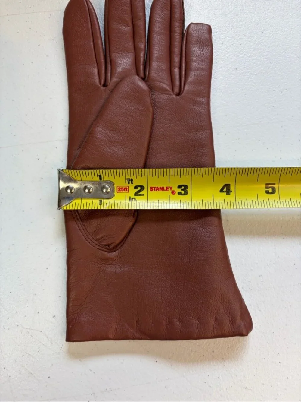 Vintage Brown Leather Driving Gloves Pile Lined Winter Warm Women's Size Large